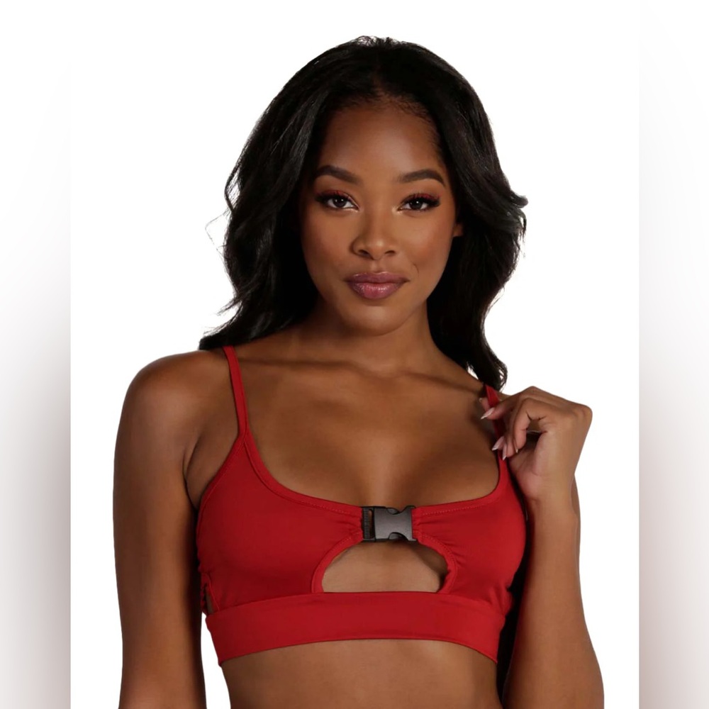 Red as a Cherry Cut Out Speed Clasp Top- IHeartRaves- medium